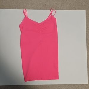 Pink camisole with lace trim